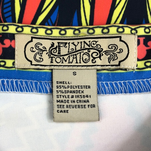 Flying Tomato Yellow Blue Multi Color Print Skirt - Picture 5 of 6